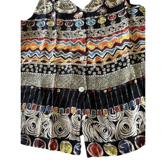 Casual Studio 80s Women's Boho Top Short Sleeves Shoulder Pads Button Front PM - Picture 2 of 6